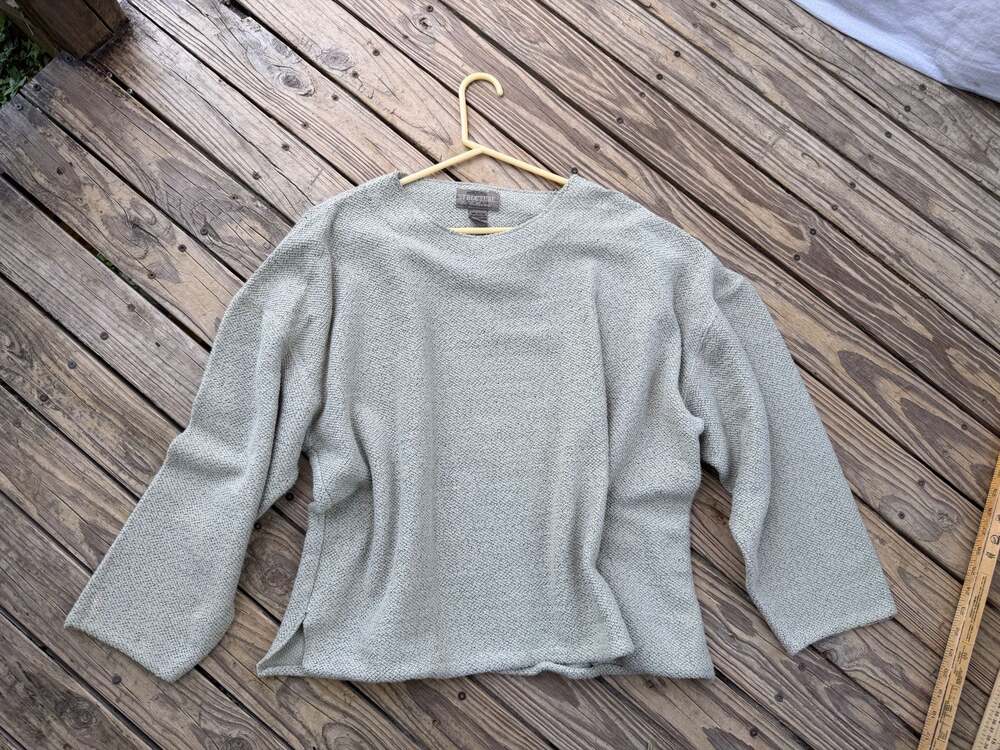 Structure Le Collection Grey Cotton Blend Long Sleeve Crewneck Knit Sweater
